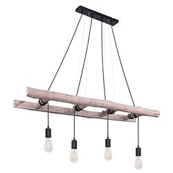 Foto van Landelijke hanglamp irmgard - l:115cm - e27 - hout - bruin