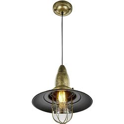 Foto van Led hanglamp - hangverlichting - trion fisun - e27 fitting - rond - oud brons - aluminium