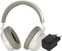 Foto van Sennheiser accentum plus wit + bluebuilt quick charge oplader met usb a poort 18w zwart