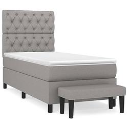 Foto van The living store boxspring bed - lichtgrijs - 203 x 83 x 118/128 cm - duurzaam materiaal