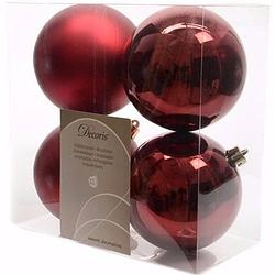 Foto van Ambiance christmas kerstboom decoratie kerstballen 10 cm donkerrood 4 stuks - kerstbal