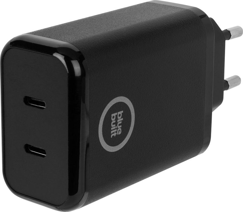 Foto van Bluebuilt power delivery oplader met 2 usb c poorten 45w zwart