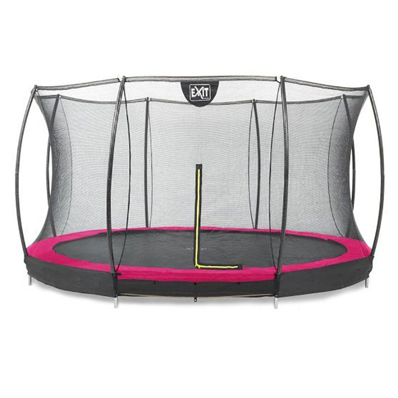 Foto van Exit silhouette verlaagde trampoline met veiligheidsnet rond - 427 cm - roze