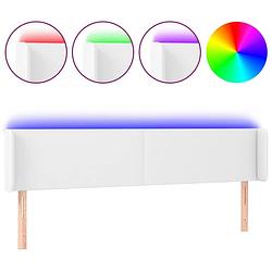 Foto van The living store hoofdbord led-strip - wit - kunstleer - 163 x 16 x 78/88 cm - verstelbare hoogte - duurzaam -