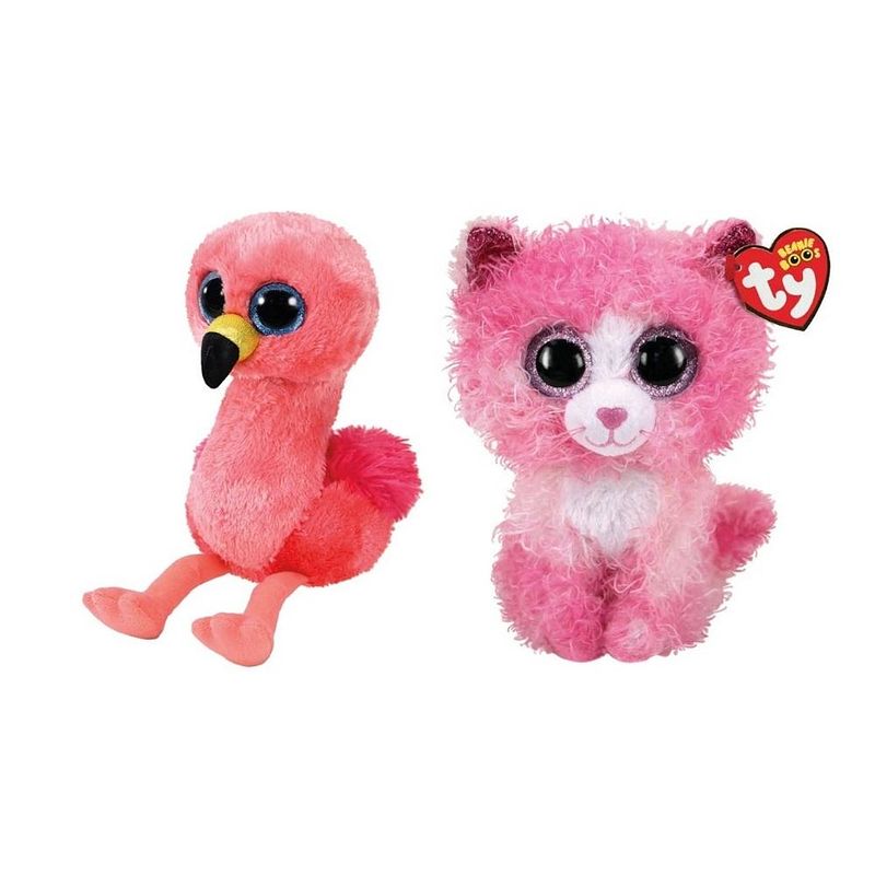 Foto van Ty - knuffel - beanie boo's - gilda flamingo & reagan cat