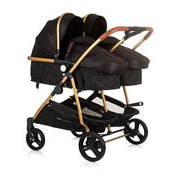 Foto van Chipolino duo smart opvouwbare kinderwagen voor 2 kids obsidian gold