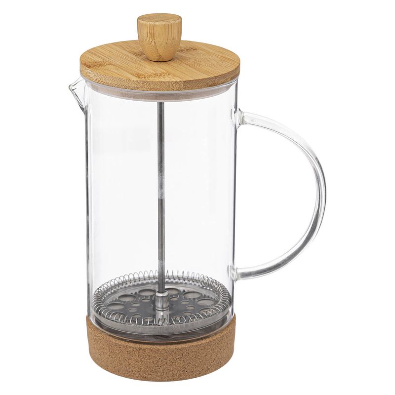 Foto van Secret de gourmet french press cafetiere - glas/bamboe - 1 liter - cafetiere