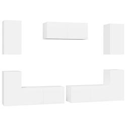 Foto van The living store televisiekastenset - classic - meubels - 80x30x30 cm - 30.5x30x60 cm - wit