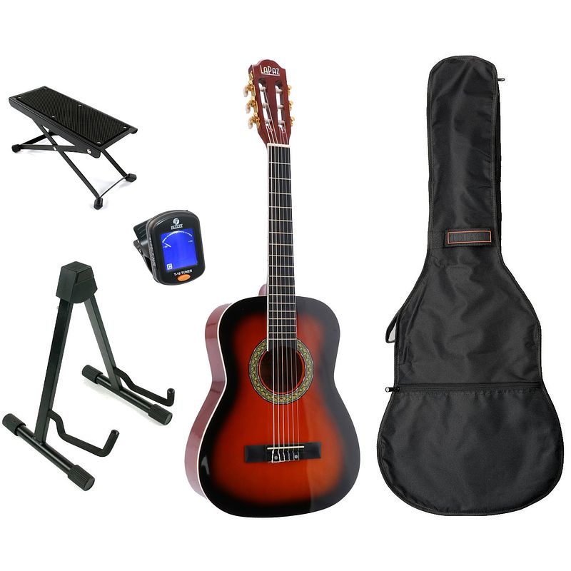Foto van Lapaz 002 sb klassieke gitaar 1/2-formaat sunburst + accessoires