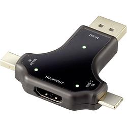 Foto van Renkforce rf-3846634 displayport / hdmi adapter [1x displayport stekker, mini-displayport stekker, usb-c stekker - 1x hdmi-bus] zwart