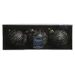 Foto van 6x stuks luxe glazen kerstballen brass zwart met goud 8 cm - kerstbal