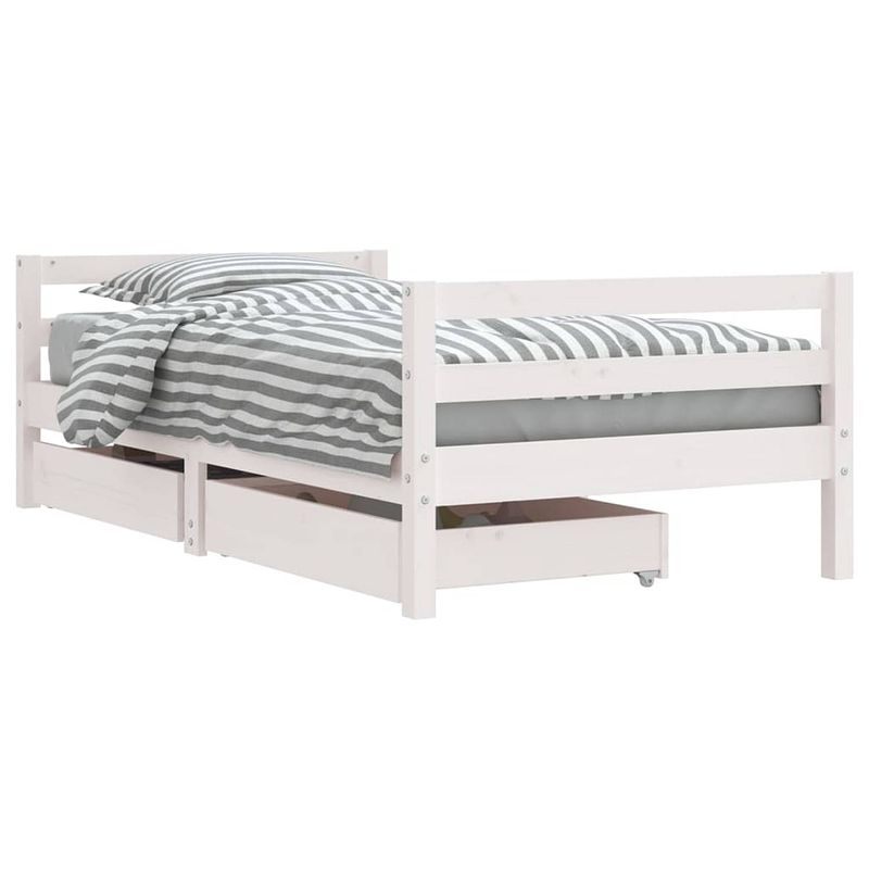 Foto van Vidaxl kinderbedframe met lades 80x160 cm massief grenenhout wit