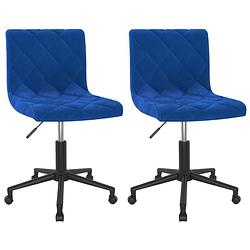 Foto van The living store eetkamerstoelen - set van 2 - draaibaar - fluweel - blauw - 40x43x(76-87.5)cm - zwart staal