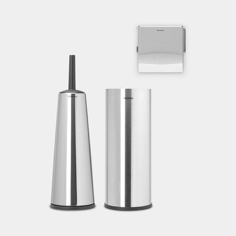 Foto van Brabantia renew toiletaccessoires, set - toiletborstel met houder, toiletrolhouder en reserverolhouder - matt steel