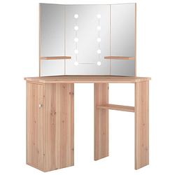 Foto van The living store kaptafel eiken - hoogwaardig mdf - 111 x 54 x 141.5 cm - met spiegels en led-verlichting