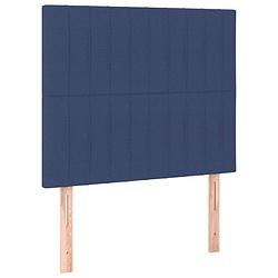 Foto van The living store hoofdbord blauw - 90 x 5 x 78/88 cm - stof/ larikshout