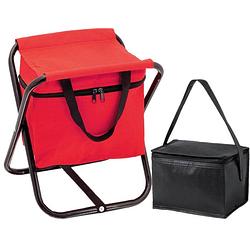 Foto van Opvouwbare stoel met ingebouwde koeltas en extra kleine koeltas rood/zwart - koeltas