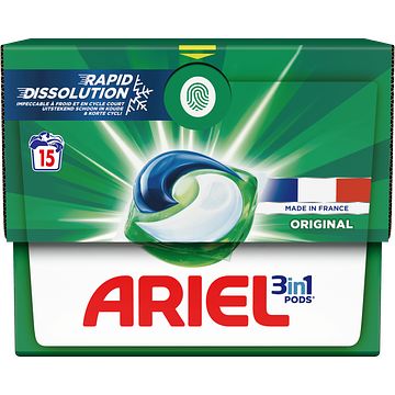 Foto van Ariel 3in1 pods, wasmiddelcapsules, x15 aanbieding bij jumbo | 1+1 gratis