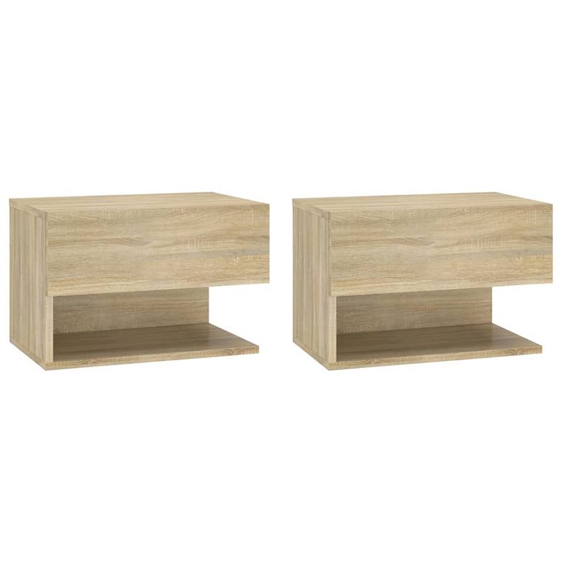 Foto van The living store wandnachtkastjes - sonoma eiken - 46 x 29.5 x 30 cm - wandmontage - multifunctioneel - eenvoudig te