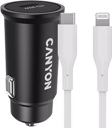 Foto van Canyon power delivery autolader met usb c poort 20w + veripart lightning kabel 1m wit