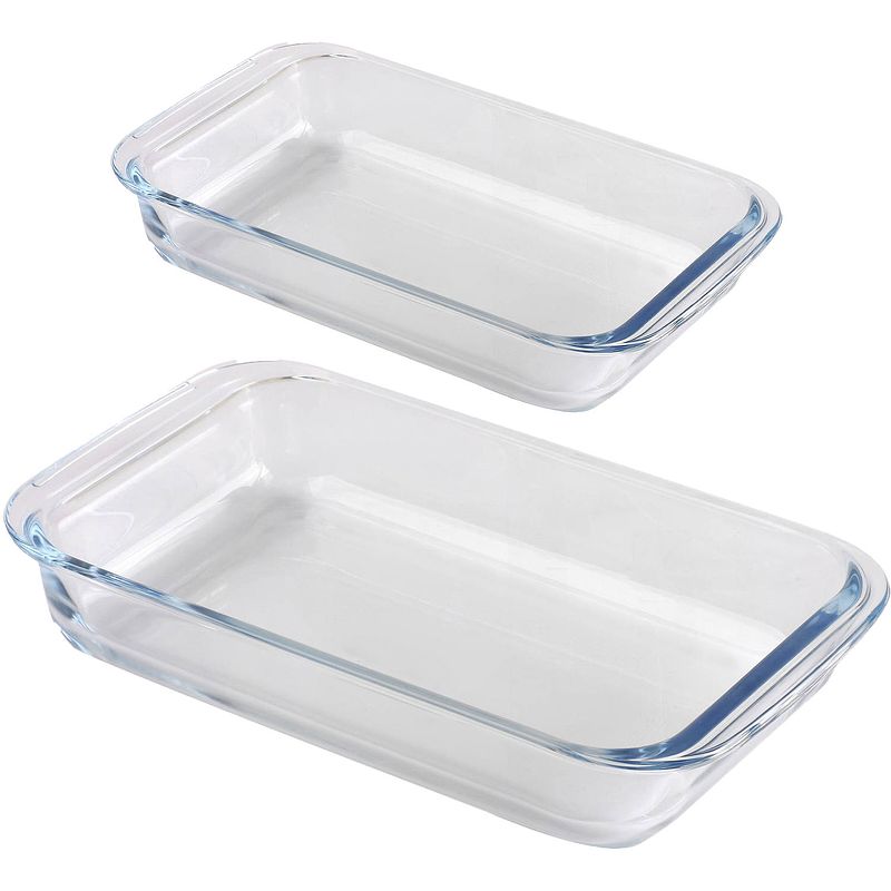 Foto van Chef traiteur ovenschaal set 2-delig - rechthoek - glas - 1,6l en 3l - keuken - ovenschalen