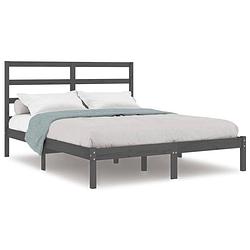 Foto van The living store houten bedframe - grijs - 120 x 190 cm - massief grenenhout - stevige lattenbodem