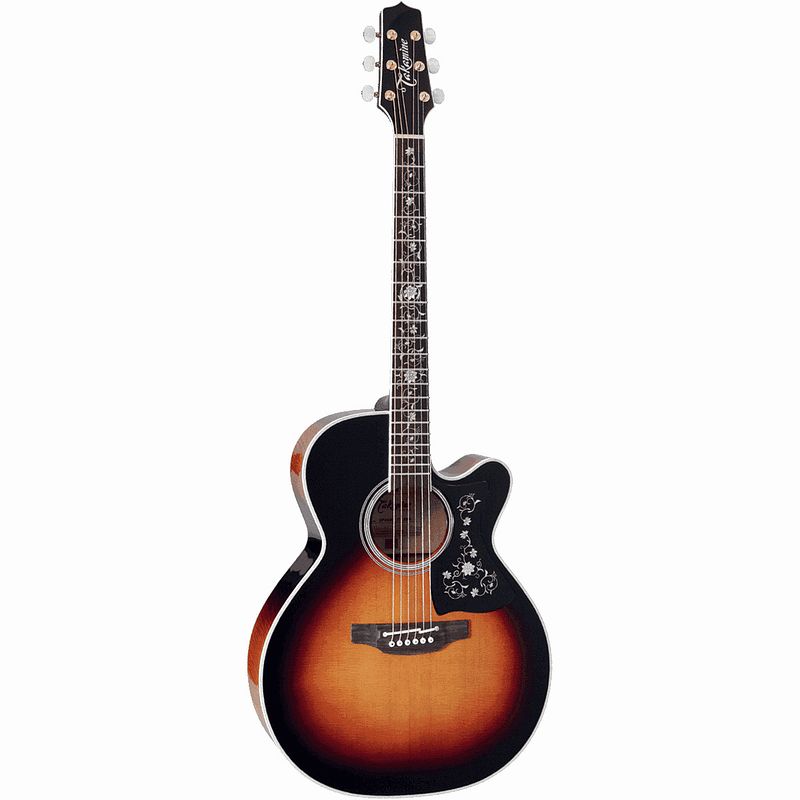 Foto van Takamine ef-450c-tt thermal top brown sunburst met koffer