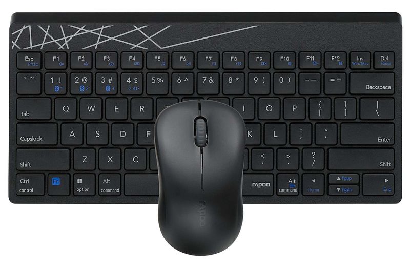 Foto van Rapoo draadloze combo set toestenbord en muis multi-mode 8000m toetsenbord zwart
