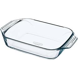 Foto van Rechthoekige glazen ovenschaal 3,8 liter 39 x 26 x 6,5 cm - ovenschalen