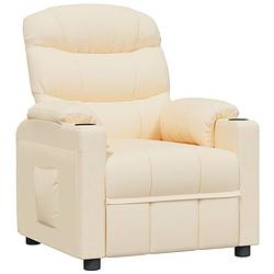 Foto van The living store verstelbare fauteuil - crème stof - 75.5 x 92 x 105 cm - met bekerhouders