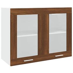 Foto van Vidaxl wandkast hangend 80x31x60 cm glas en bewerkt hout bruineiken