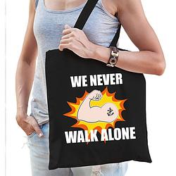 Foto van We never walk alone tas coronacrisis zwart voor dames - feest boodschappentassen