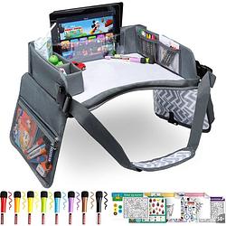Foto van Rx goods premium reistafel met tekentafel & tablethouder- opvouwbaar - auto organizer - whiteboard - lichtgrijs