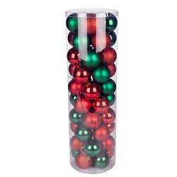 Foto van Christmas gifts kerstballen set 50 stuks - rood/groen - mat - glanzend - glitter