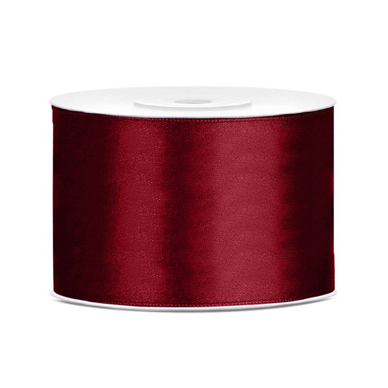 Foto van 1x hobby/decoratie bordeaux rood satijnen sierlinten 5 cm/50 mm x 25 meter - cadeaulinten