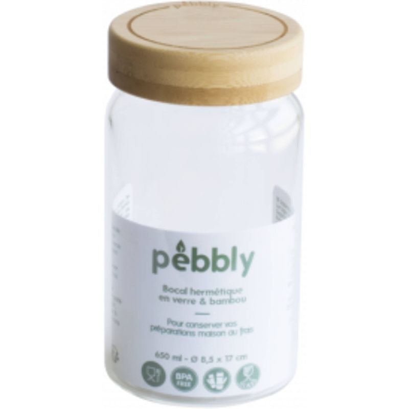 Foto van Pebbly - voorraadpot, bamboe, rond, 650 ml - pebbly