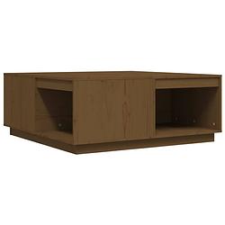 Foto van The living store salontafel houten - 100x101x40.5 cm - massief grenenhout - honingbruin