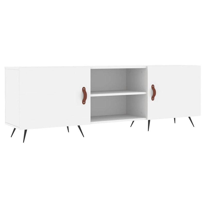 Foto van The living store televisiekast - trendy design - 150 x 30 x 50 cm - wit - bewerkt hout en ijzer