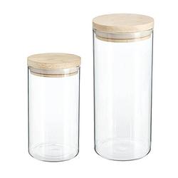 Foto van Set van 4x keuken voorraadbussen/potten glas 1.0 en 1.3 liter inhoud - voorraadpot