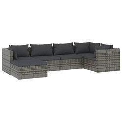 Foto van Vidaxl 6-delige loungeset met kussens poly rattan grijs