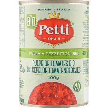Foto van Petti biologische tomatenblokjes 400g bij jumbo