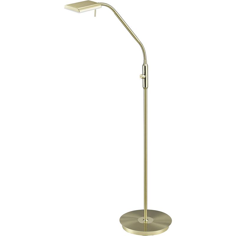 Foto van Led vloerlamp - trion bernaro - 12w - warm wit 3000k - dimbaar - rond - mat goud - aluminium