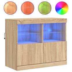 Foto van Vidaxl dressoir met led-verlichting 81x37x67 cm sonoma eikenkleurig