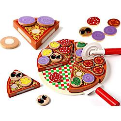 Foto van Pizza houten speelset met accessoires - pizza speelgoed - speelgoed eten - speelgoed pannenset