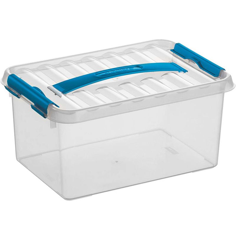 Foto van Sunware - q-line opbergbox 6l transparant blauw - 30,7 x 20 x 14,3 cm