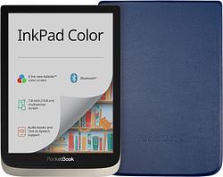 Foto van Pocketbook inkpad color zilver + pocketbook shell book case blauw