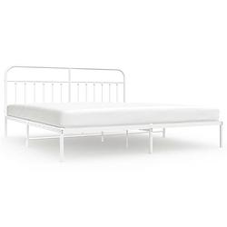 Foto van Vidaxl bedframe met hoofdbord metaal wit 193x203 cm