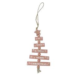 Foto van Peha hangfiguur kerstboom 26 cm hout/textiel roze/wit