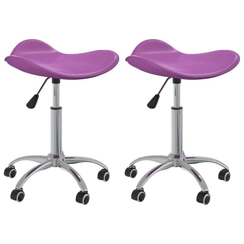 Foto van The living store eetkamerstoelen draaibaar - 44 x 44 x (46-57) cm - paars kunstleer