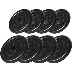 Foto van Gorilla sports halterschijven set - bundel - 30 kg (4 x 5 & 4 x 2,5 kg) - rubber - 30 mm